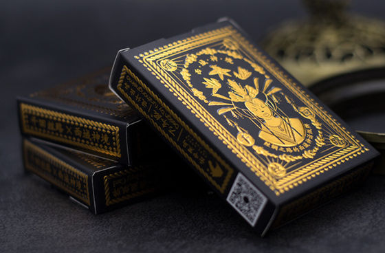 Cartões de jogo pretos alemães do papel de núcleo da folha de ouro com empacotamento da caixa da folha de ouro