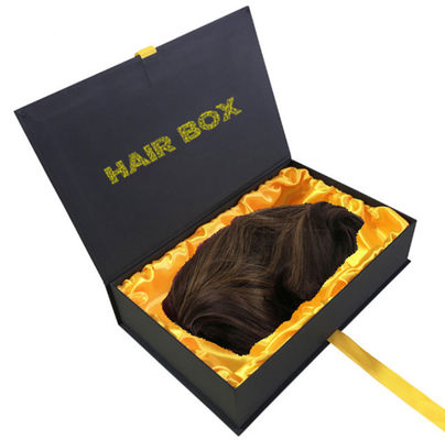 O livro personalizado dá forma ao empacotamento magnético preto de Flip Cardboard Box For Hair